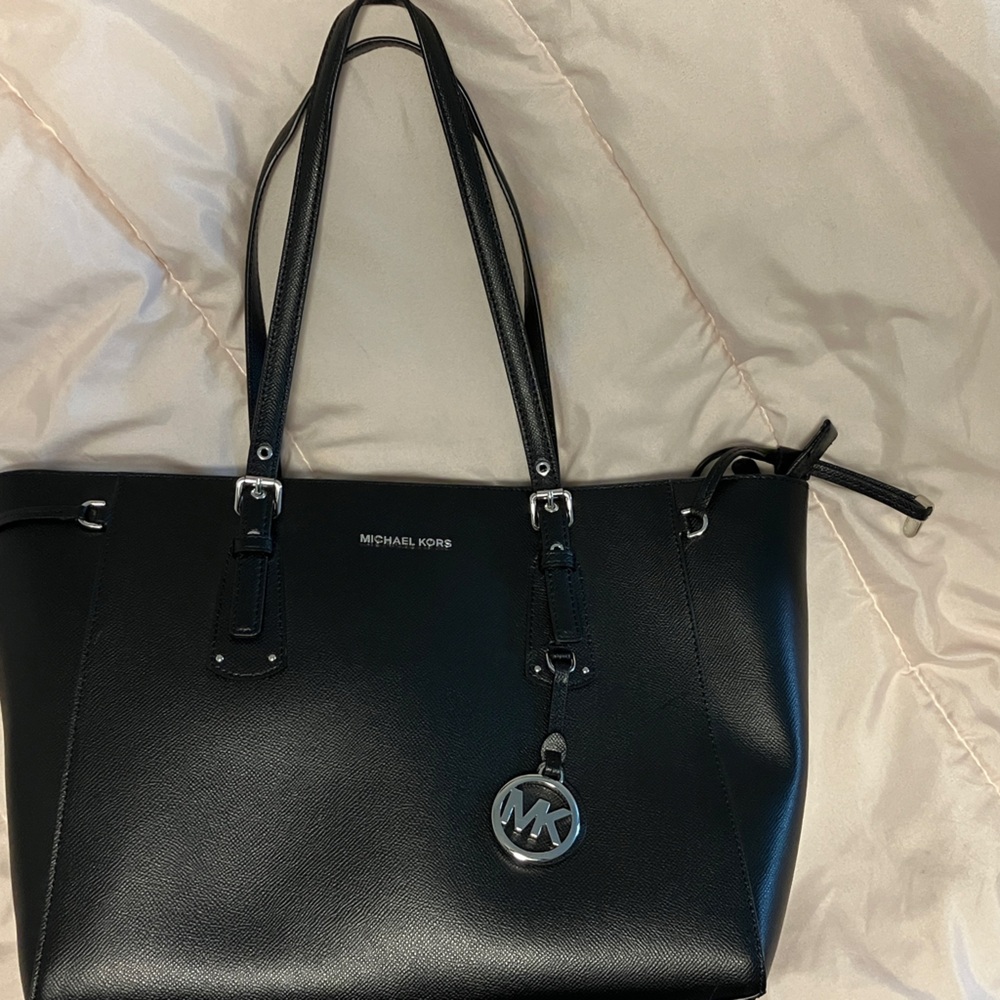 Michael Kors Black Tote with Logo Charm